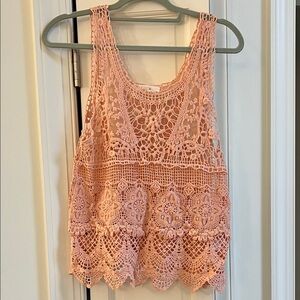 Love Tree Blush Crochet Lace Tank Top